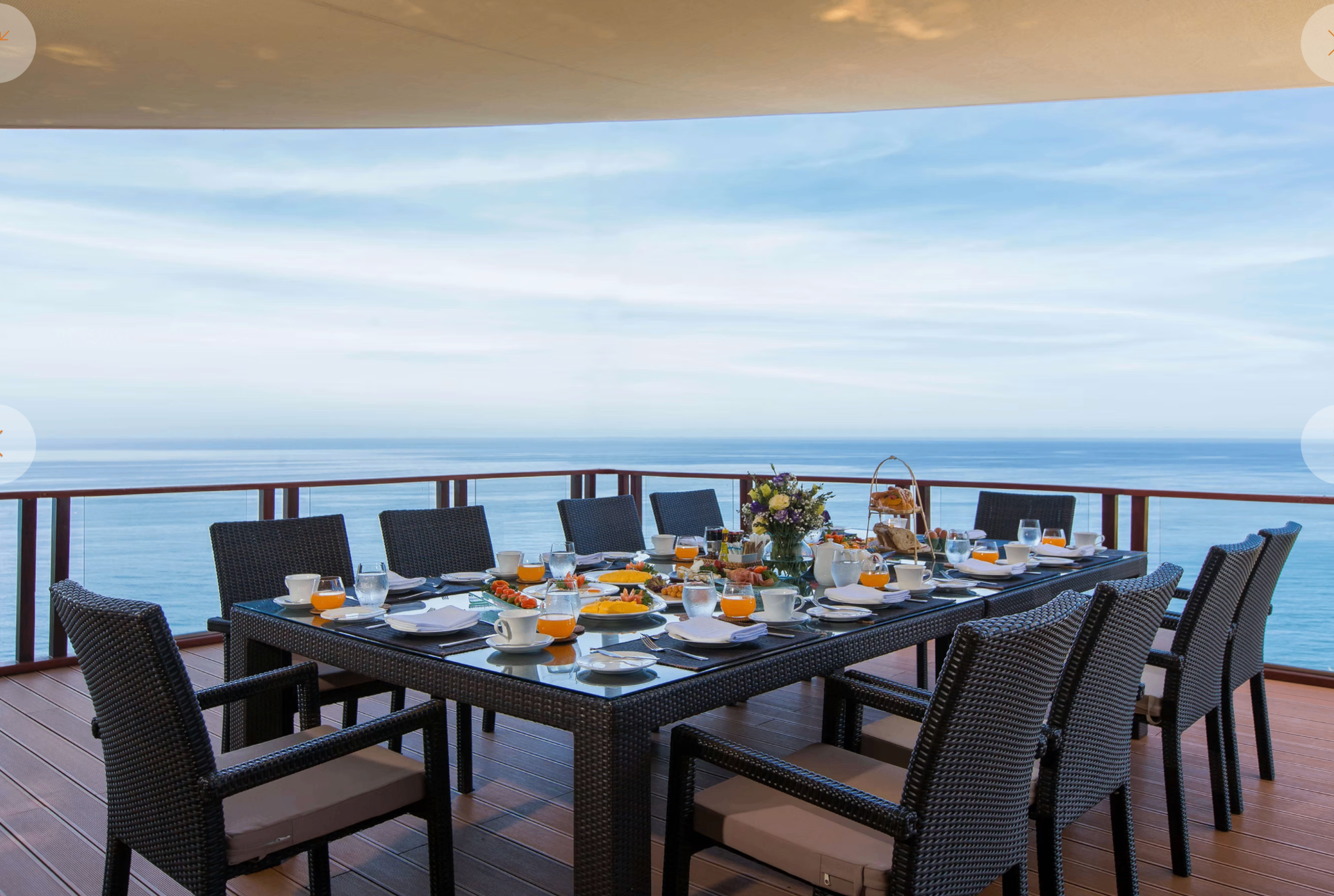 Breakfast by the sea — a perfect start to the day on our oceanfront dining terrace