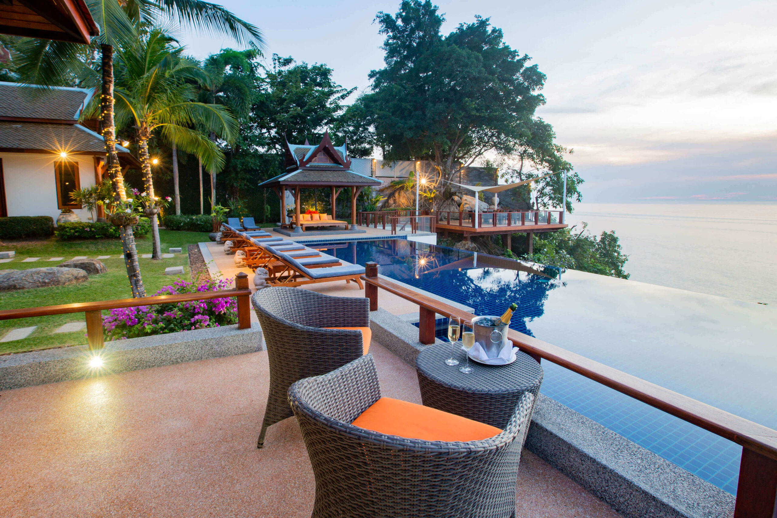Enjoy sunset drinks at Villa Talaefun 